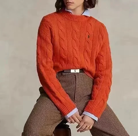 

RL22 new classic pony loose version twist weave temperament commuter sweater