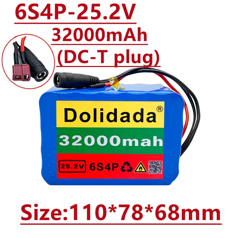 

6s4p 24V 32Ah 18650 Battery Lithium Battery 25.2v 32000mAh Electric Bicycle Moped /Electric/Li ion Battery Pack with charger