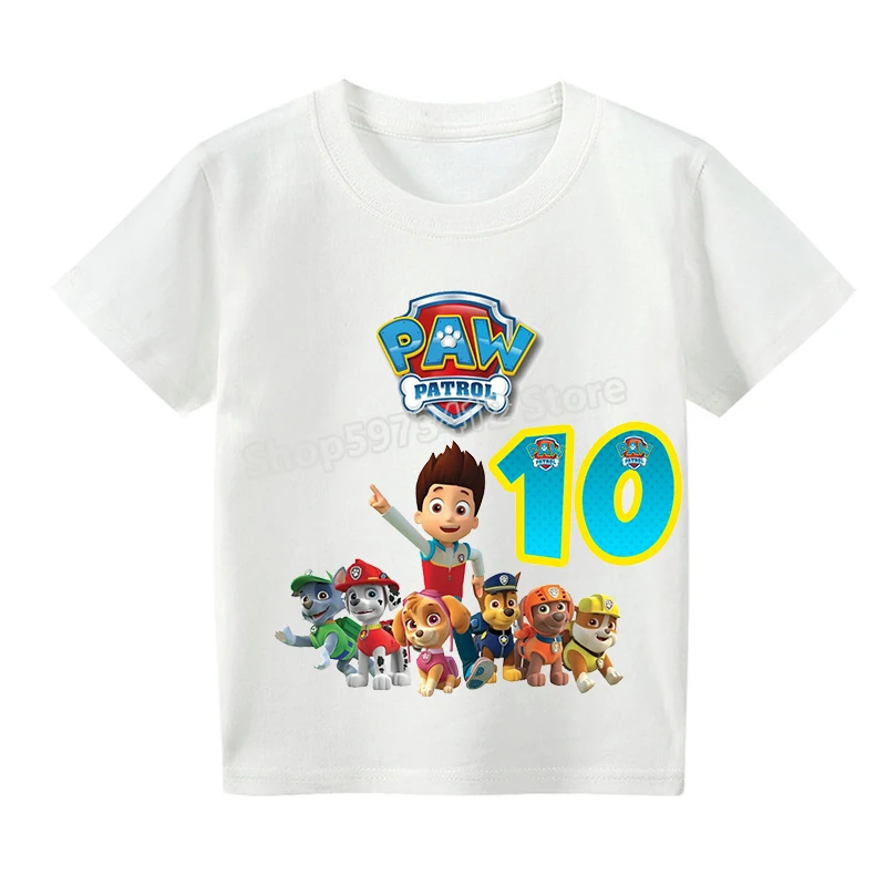 Футболка Paw Patrol для мальчиков и девочек, летняя коллекция на осень, с рисунком мультфильма, возраст от 1 до 10 лет.