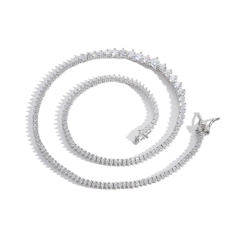 

2mm-5mm Tennis Chain For Men Women Jewelry 3 Prong Fashion Female Zircon Necklace