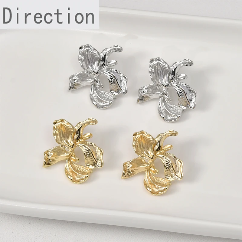 

14k Gold Electroplating High-quality Liquid Flower Silver Needle Earrings Diy Handmade Earrings Jewelry Material Accessories