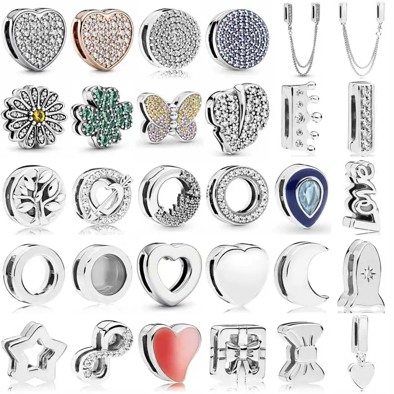 

Pandora рефлексоры сверкающие сосульки Клевер Маргаритка цветок бабочка зажим очаровательное изделие браслет Diy ювелирные изделия