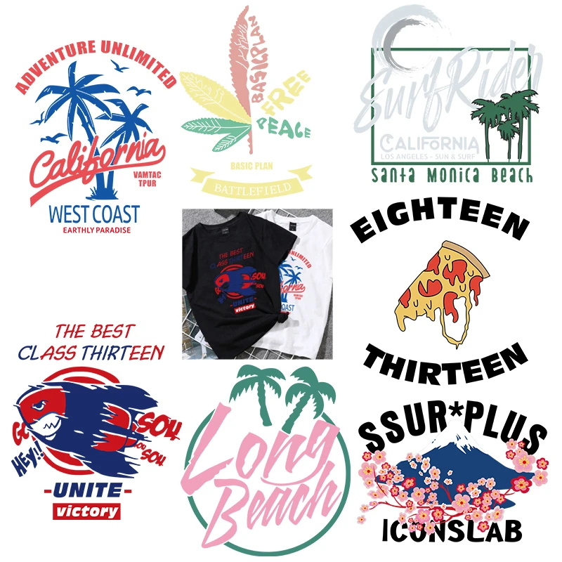

Hawaii Coconut tree Heat Transfer Vinyl On Clothes Sea Tree Iron On Patches For T-shirtDIY Washable Parches For Bag
