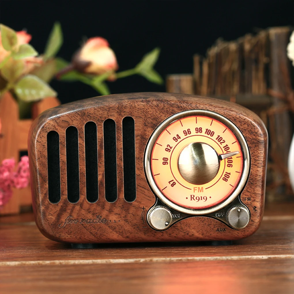 

Vintage Wood Mini Speaker Home Office Bluetooth-compatible Soundbox Card Radio FM MP3 Subwoofer Computer Audio Loudspeaker
