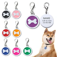 round bone metal dog fag pet anti lost identity plate color lettering metal pendant tag pet collar accessories pet supplies