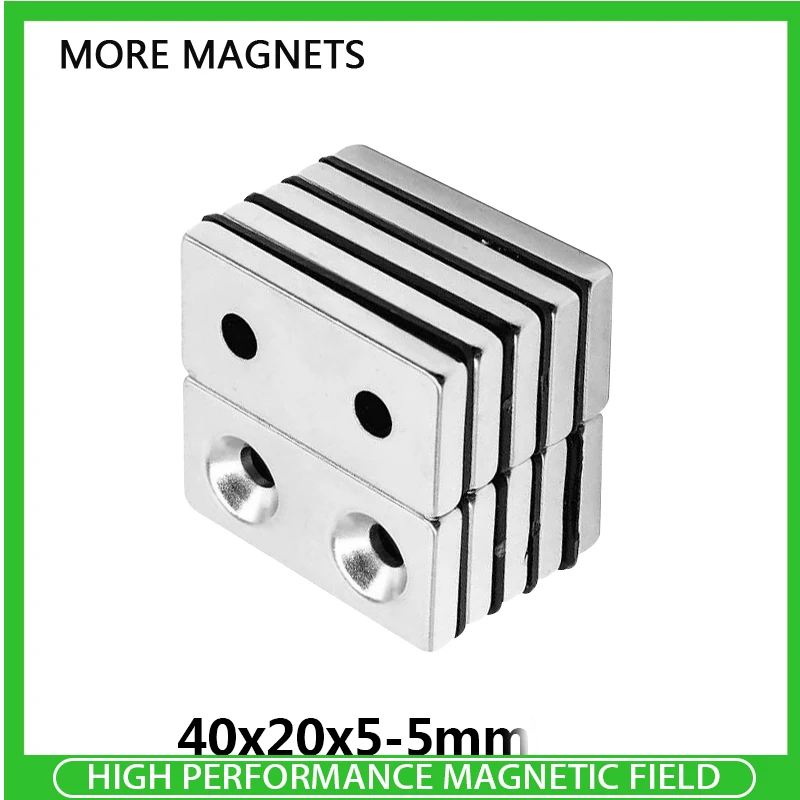 

1 ~ 20 шт. 40x20x5 мм N35Strong Quadrate неодимовые магниты 40x20x5 отверстия 5 мм NdFeB магнитные редкоземельные магниты 40*20*5-5 мм