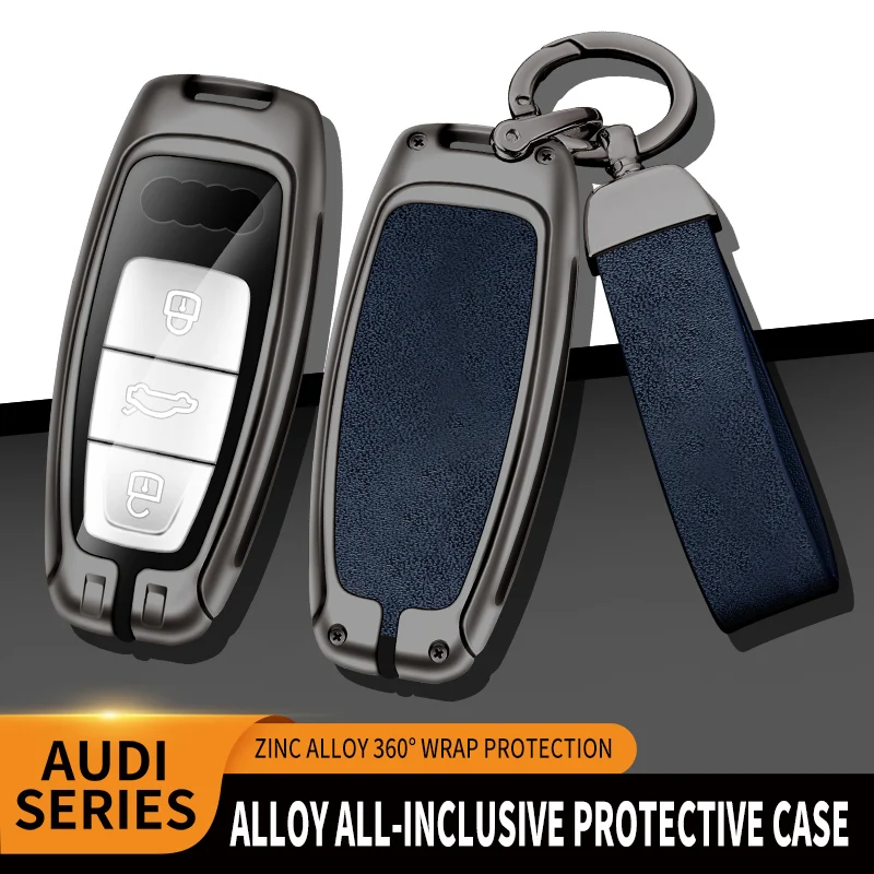 

2023 Zinc Alloy+Leather+TPU Car Smart Remote Key Bag for Audi A3 A6 A7 A8 C8 D5 Q4 Q7 Q8 S6 S8 S7 RS E-tron GT 2022 2021 2020