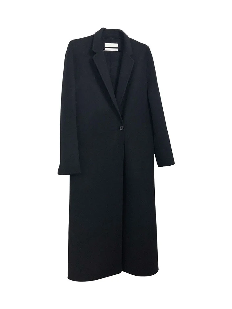 Шерстяное двустороннее Женское пальто BZVW Ofice однотонное модное с лацканами и