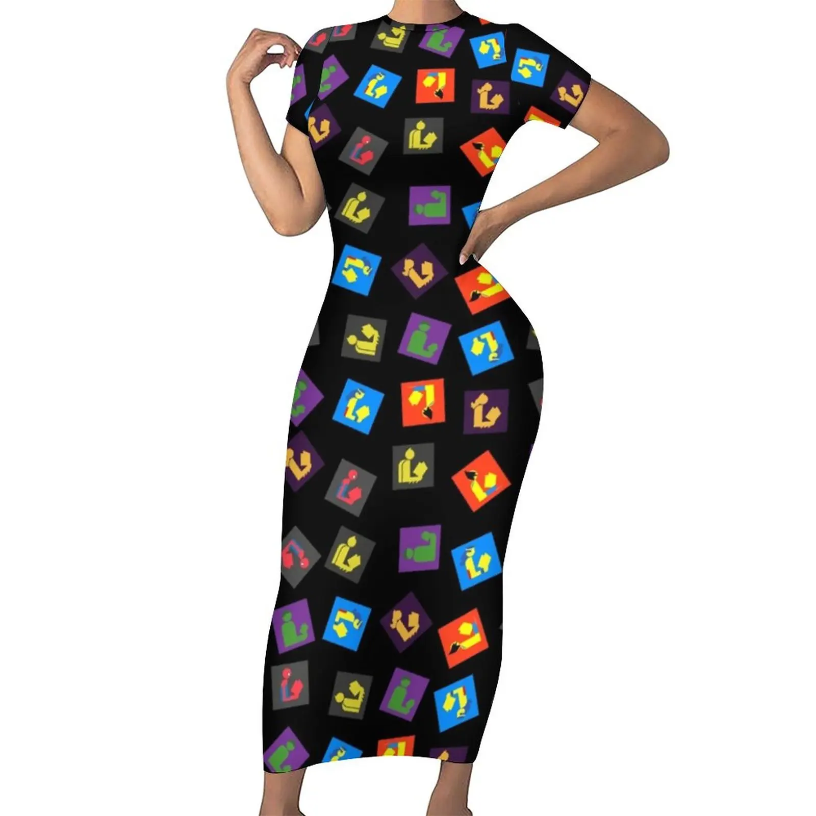 

Colorful Pop Art Dress Female Readers Assemble Streetwear Bodycon Dress Short Sleeve Pretty Maxi Dresses Design Oversize Vestido