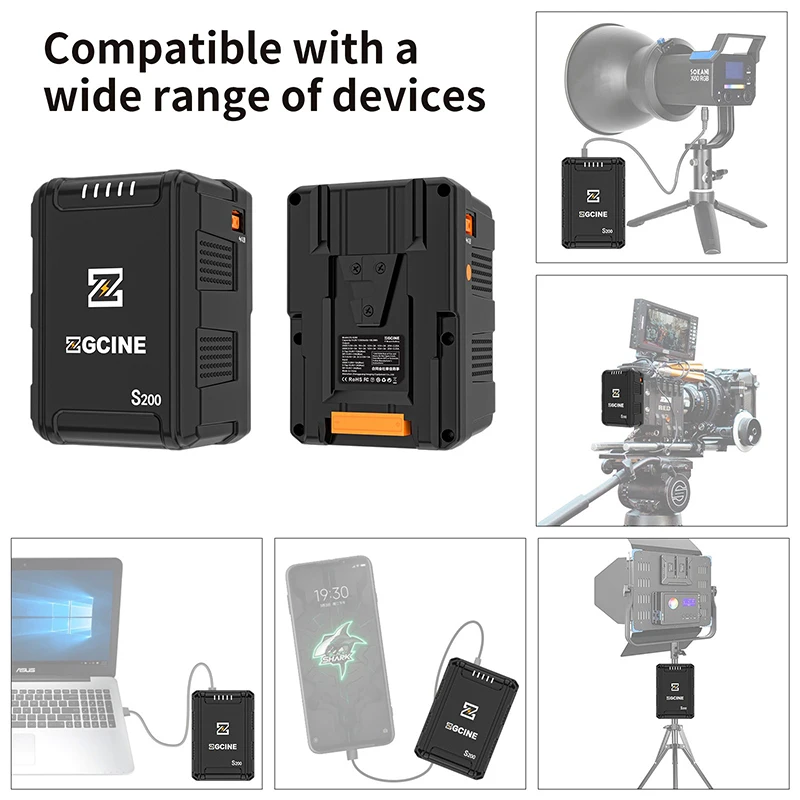 ZGCINE ZG-V99 V160 S200 V Mount Battery V-Lock литиевая батарея TypeC USB аккумулятор для камеры