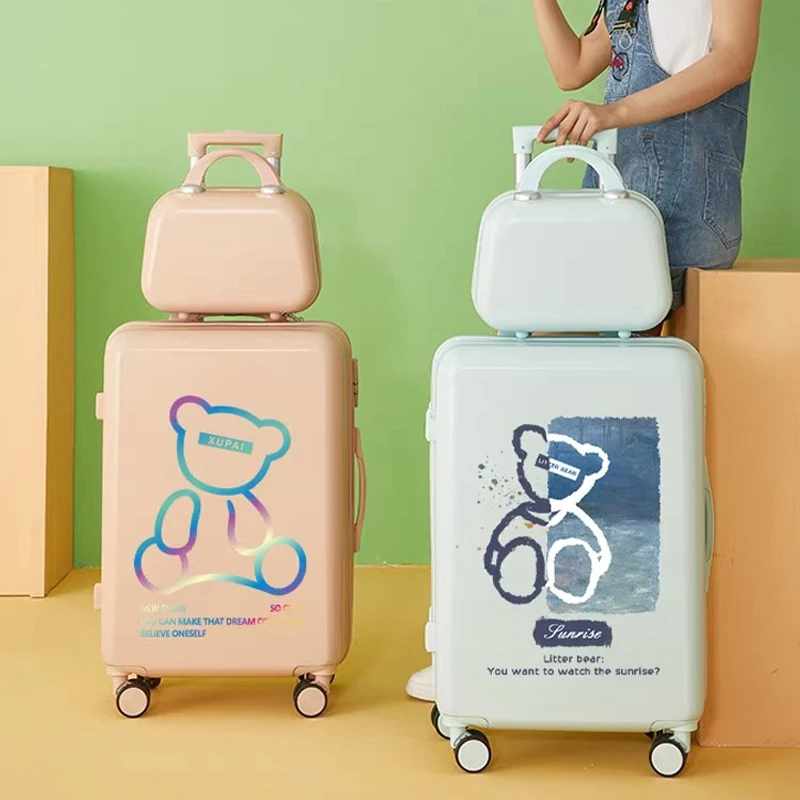 

2022 New cute suitcase with Cosmetic bag 20/22/24/26/28 inches girl trolley bag Travel luggage women fashion rolling suitcases