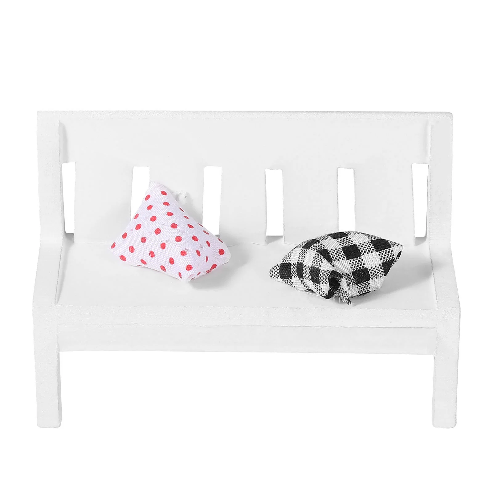 

3PCS Miniature Bench Couch Sofa with Cushions 1: 12 Miniature Furniture Wooden Recliner Chair Vintage Sofa