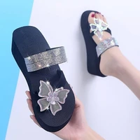 2022 women sandals summer slippers platform rhinestone butterfly shoes open toe ladies fashion elegant shoes size 42
