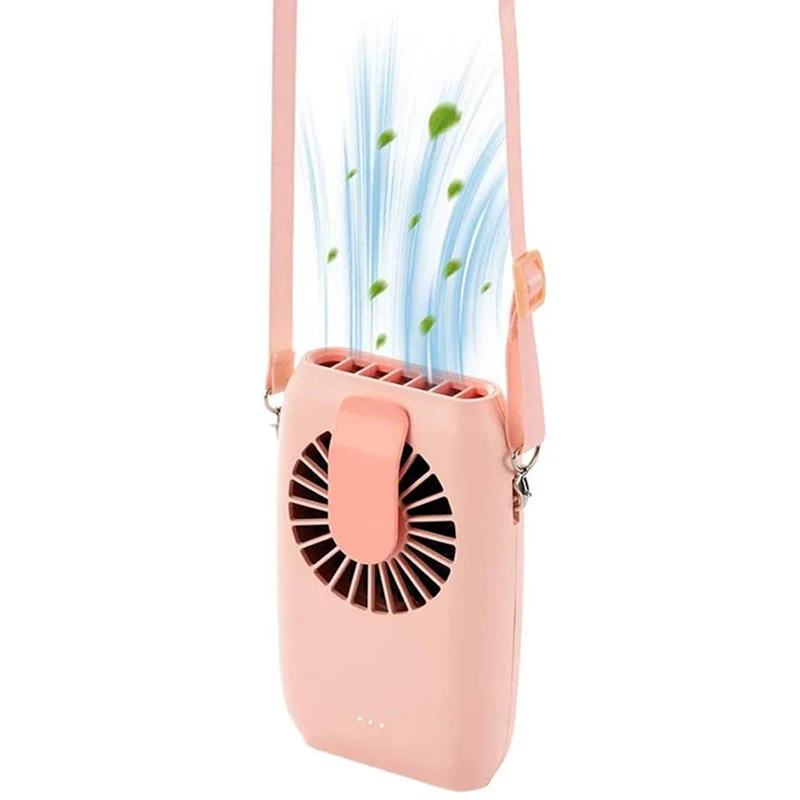 

Rechargeable Mini Hanging Waist Clip Fan, As 2000Mah Power Bank, Portable Handheld Personal Cooling Necklace Fan