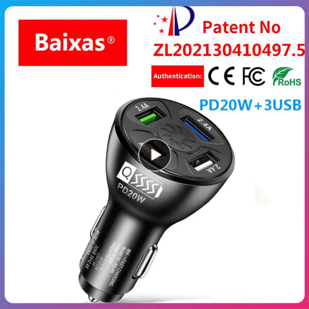 

Practical Cigarette Lighter Plug Multifunctional Car Charger 4-port Fast Charging Cigarette Lighter Adapter Car Supplies 12v-24v