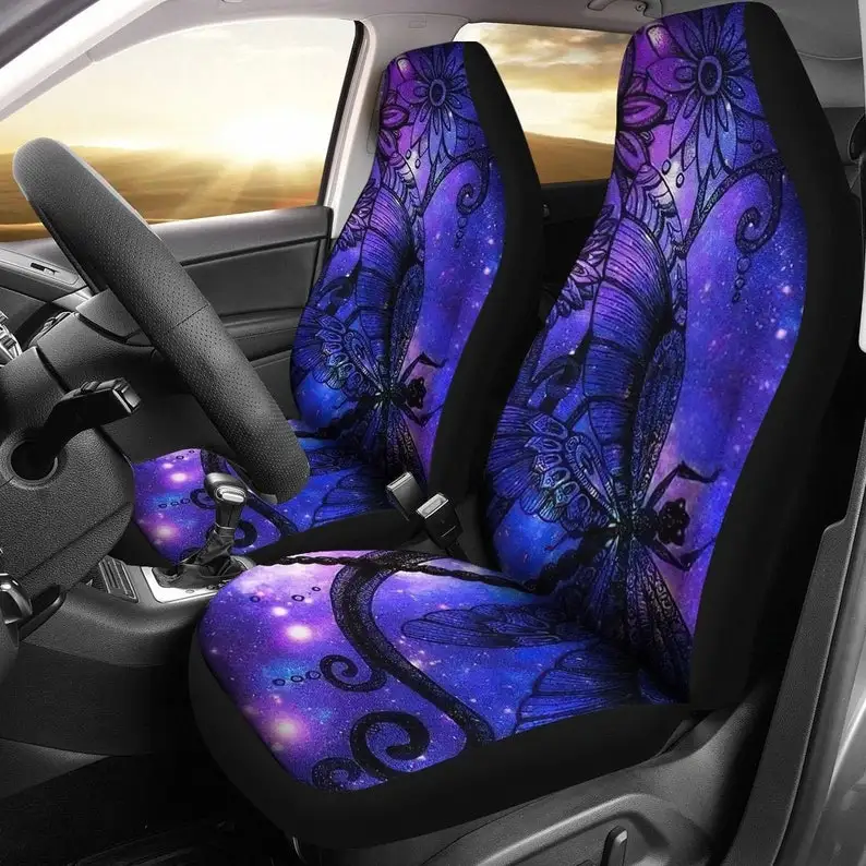 

Purple Floral Flowers Dragonfly Car Seat Covers Pair, 2 Front Seat Covers, Car Seat Covers, Car Seat Protector, Car Accessory
