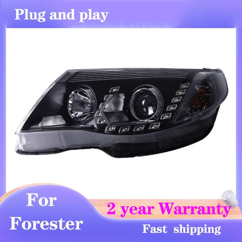 

Car Styling for Forester LED Headlight 2008-2012 Bi Xenon Headlights drl Lens Double Beam H7 HID Car Accessories