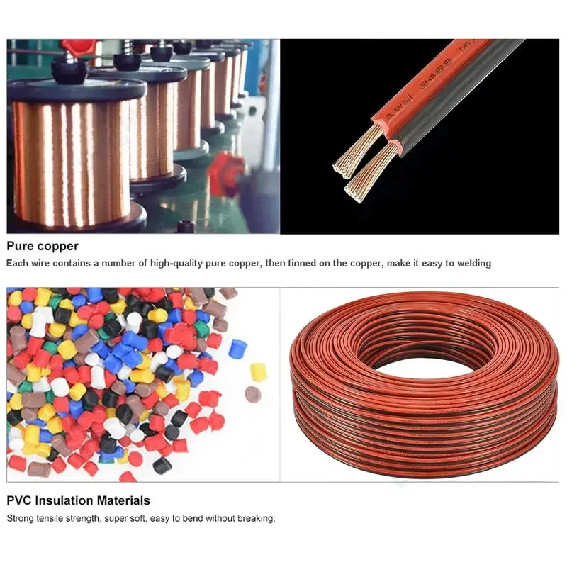 Кабель Электрический UL2468 гибкий медный кабель из ПВХ с 2 контактами 14/12/10/8AWG для