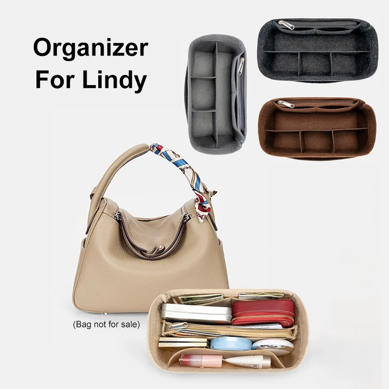 

For H Lindy 26 30 34 Insert Bags Organizer Makeup Handbag Liner Inner Purse Portable Travel Comestic Suitcases Base Shaper