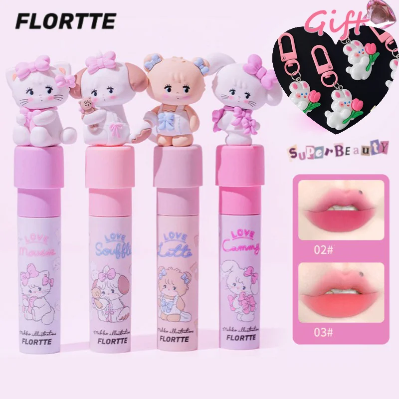 

FLORTTE/MIKKO Lip Glaze Co Branded Milk Cake Lip Cream Non Stick Cup Soft Lip Mud 4 Colors Matte Lipstick Women Beauty Cosmetics