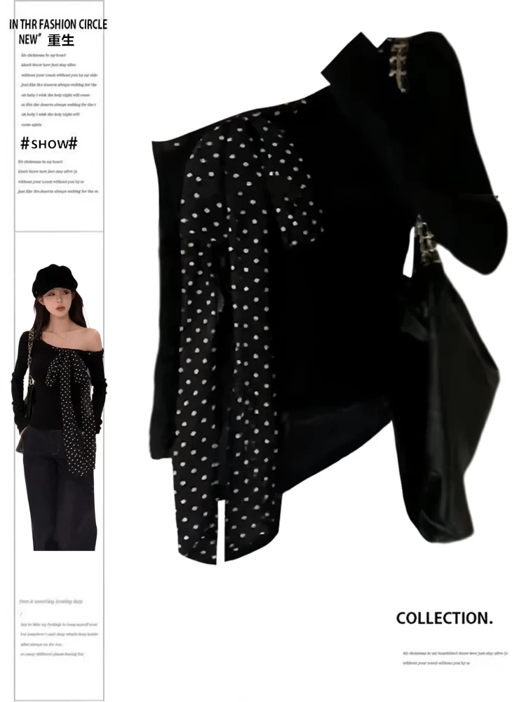 Осенние женские японские футболки Gyaru Design в стиле гранж Y2k Coquette с длинными