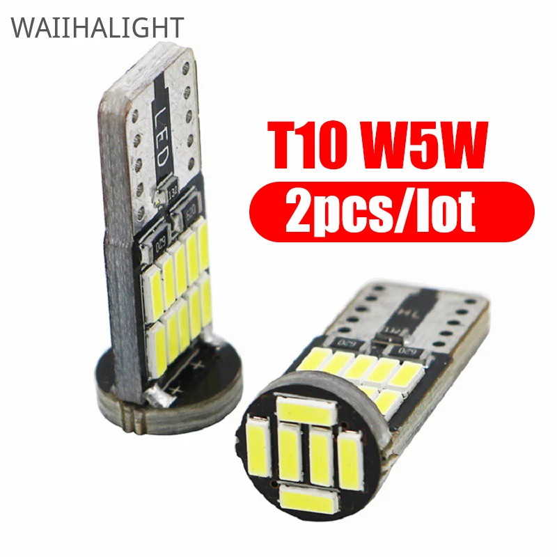 

2 шт. W5W T10 Светодиодные лампы Canbus 4014 SMD 6000K 168 194 Led 5w5 автомобильный внутренний купол для Чтения номерного знака светильник сигнальная лампа