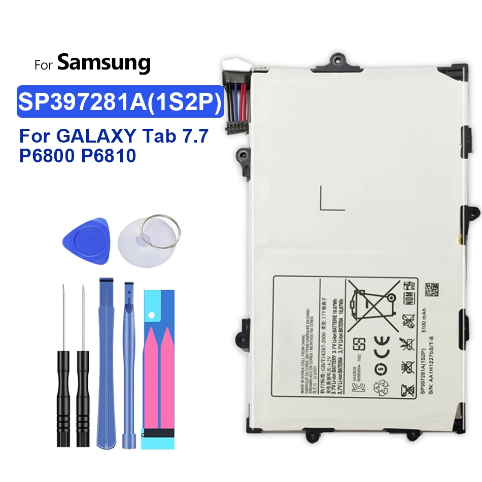 

Tablet Battery For Samsung GALAXY Tab 7.7 P6800 P6810 GT-P6800 GT-P6810 SP397281A(1S2P) 5100mAh with Track Code