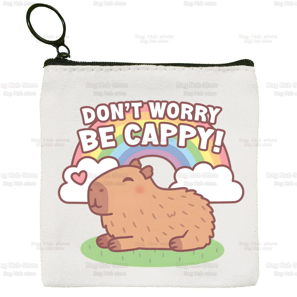 Cute Capybara Cartoon Kawaii Simple Coin Purse Female Student Canvas Cute Key Bag Mini Clutch Small Purse