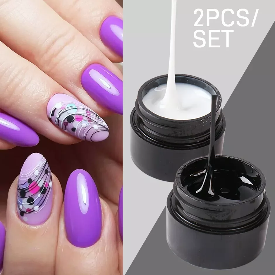

Spider Web Nail Drawing Gel Black White Drawing Polish Gel Pulling Silk Soak Off UV Varnish Lacquer Manicure Decor NT1615-2