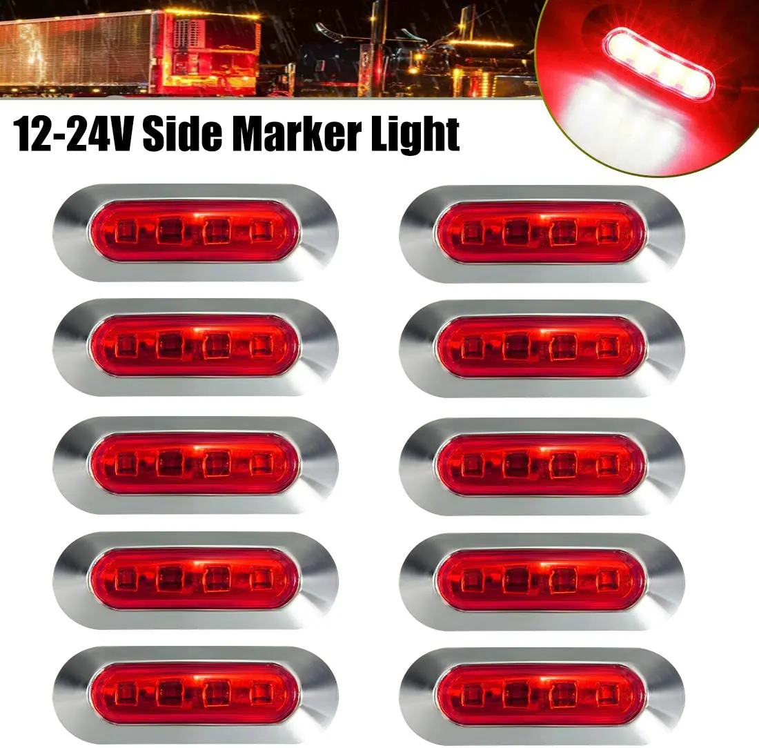 

LED Side Marker Indicator Car Lights Front Rear Tail Clearance Lamp DC 12V-24V Universial Light for Bus Truck Lorry Trailer Boat