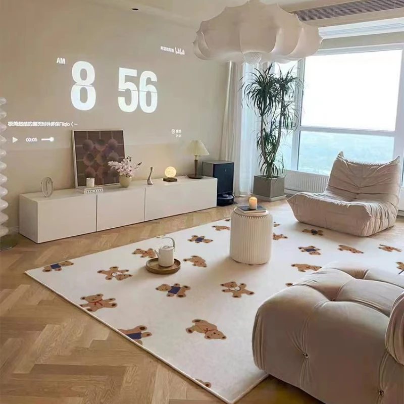 

Simple Cream Style Living Room Decoration Carpet Modern Maiden Bedroom Bedside Plush Rug Casual Balcony Bay Window Non-slip Rugs
