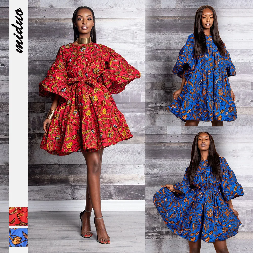 

WOMEN'S Dress-Style Big Flounced Sleeves Loose Sundress Plaid Dress Summer Dress plus Size Polyester