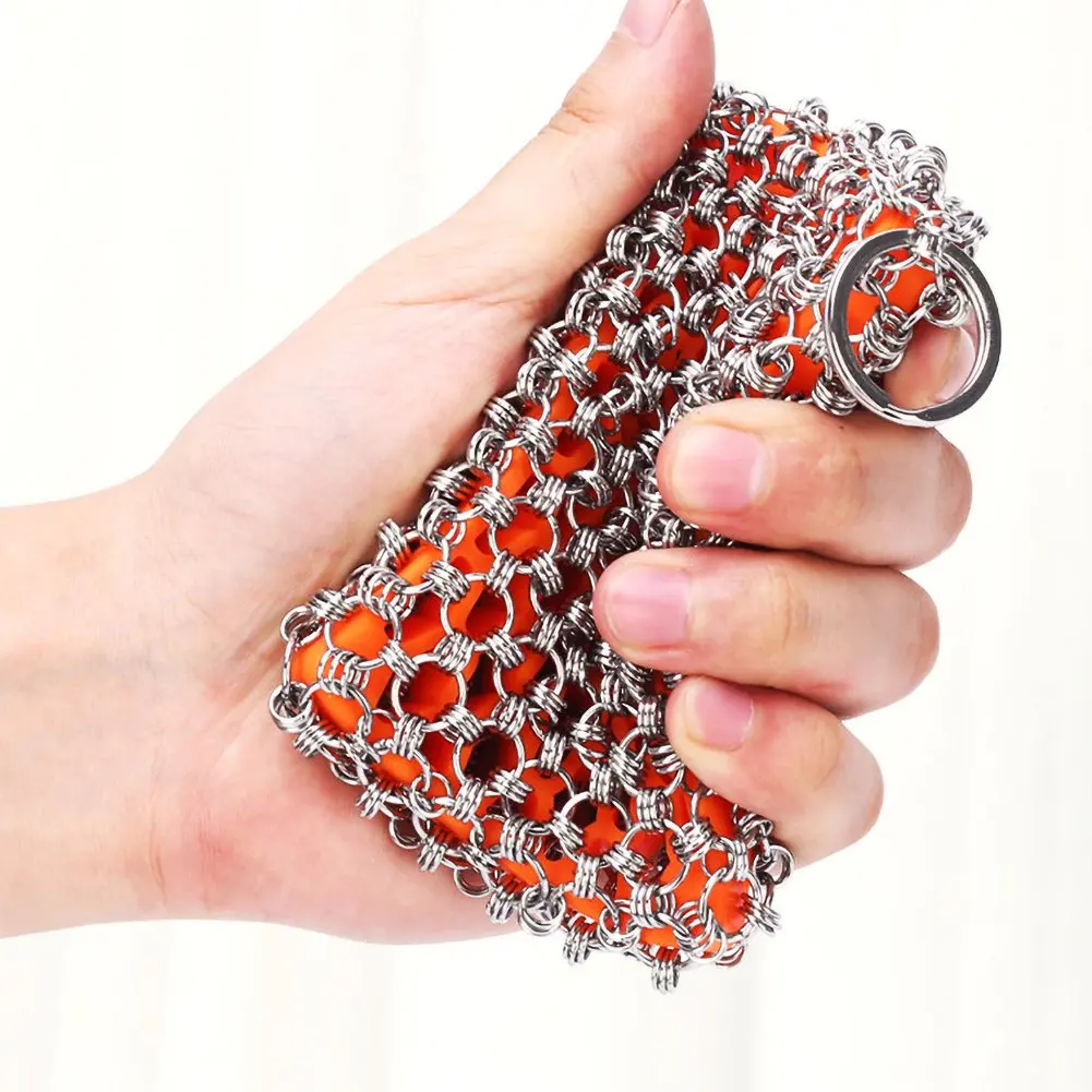 Чугунный очиститель из нержавеющей стали скруббер Chainmail для кастрюли сковородки