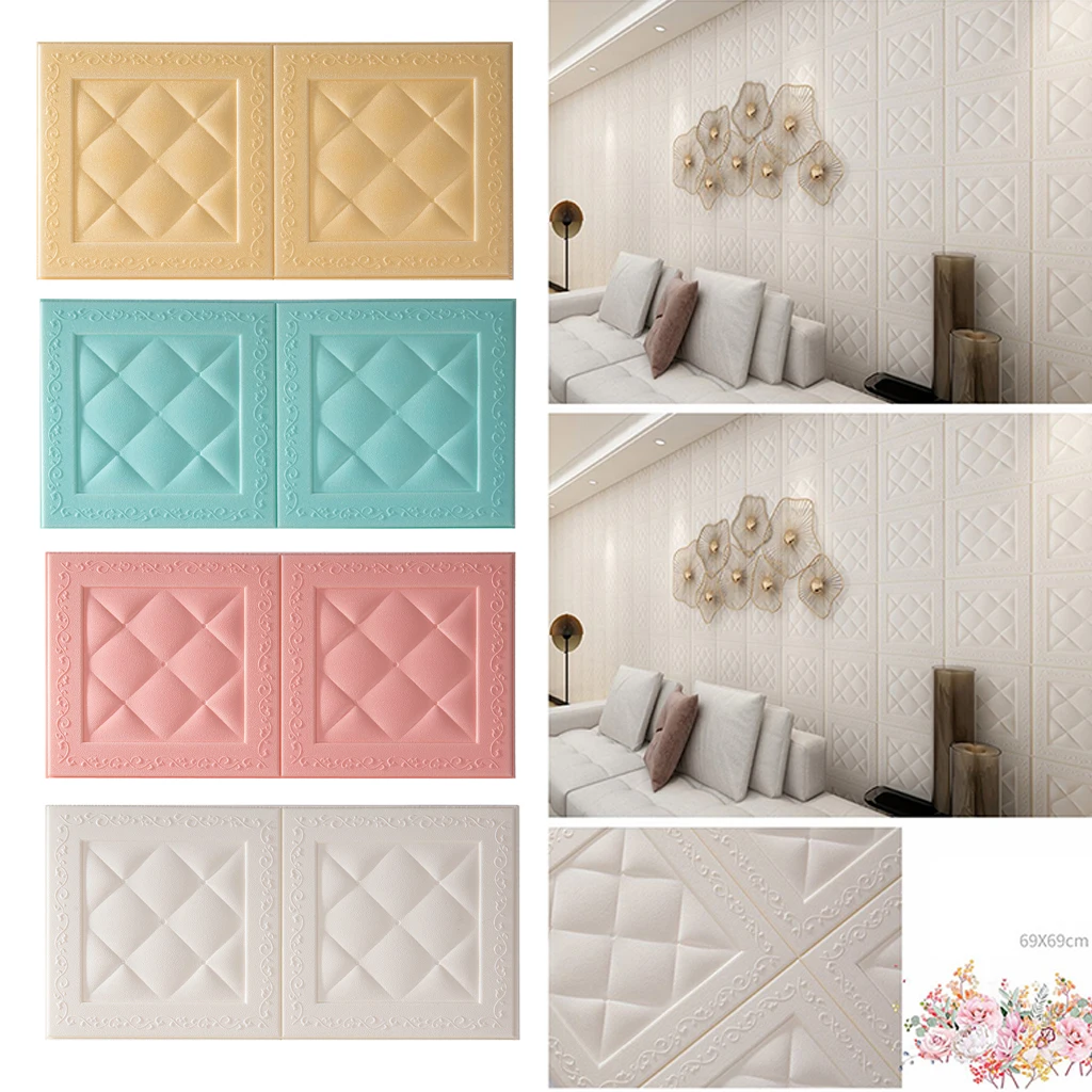 

3D Tile Brick Wall Sticker Self-Adhesive Design DIY Wallpaper Panels Decor