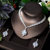 hibride five color cubic zirconia 2pcs necklace pendants earring sets dubai nigeria wedding jewelry sets bijoux femme n 1723