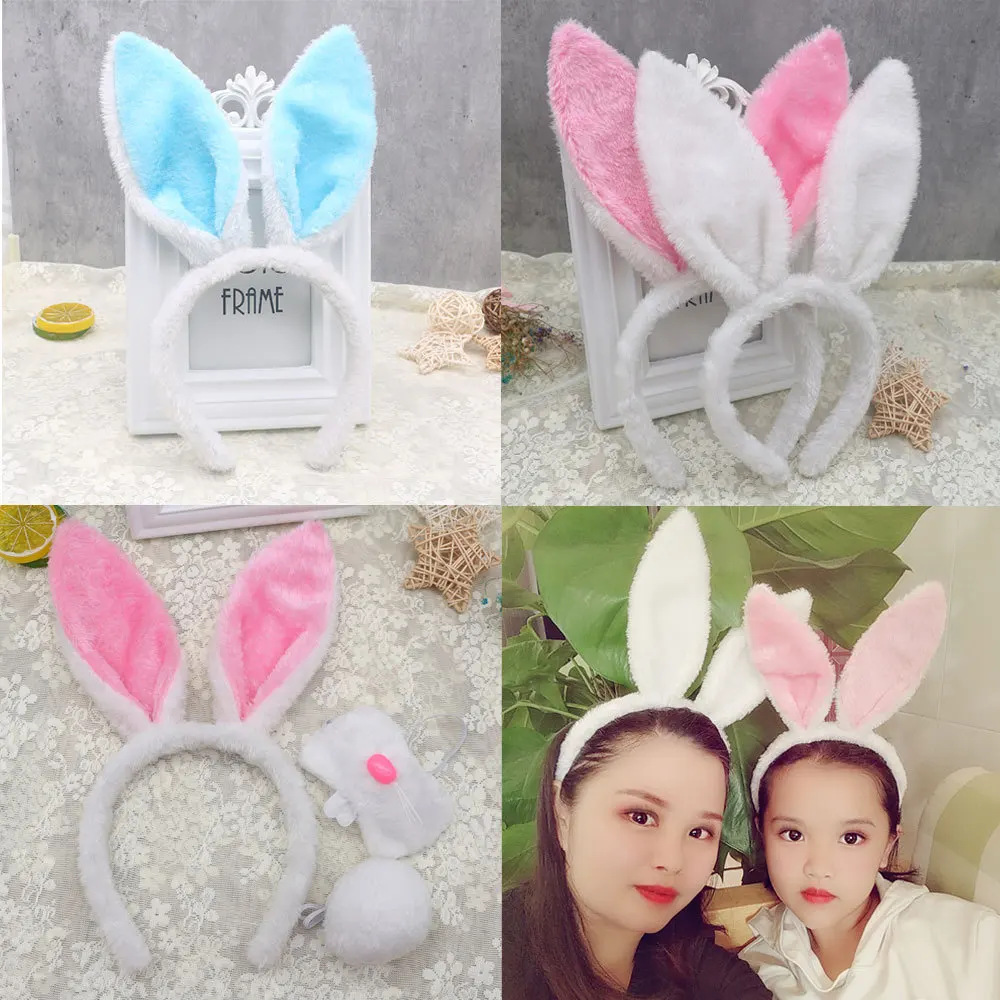 

Cute Easter Bunny Ears Plush Headwear Kids Children Soft Rabbit Ears Headband Headwears Anime Bunny Cosplay Hair Accessories New
