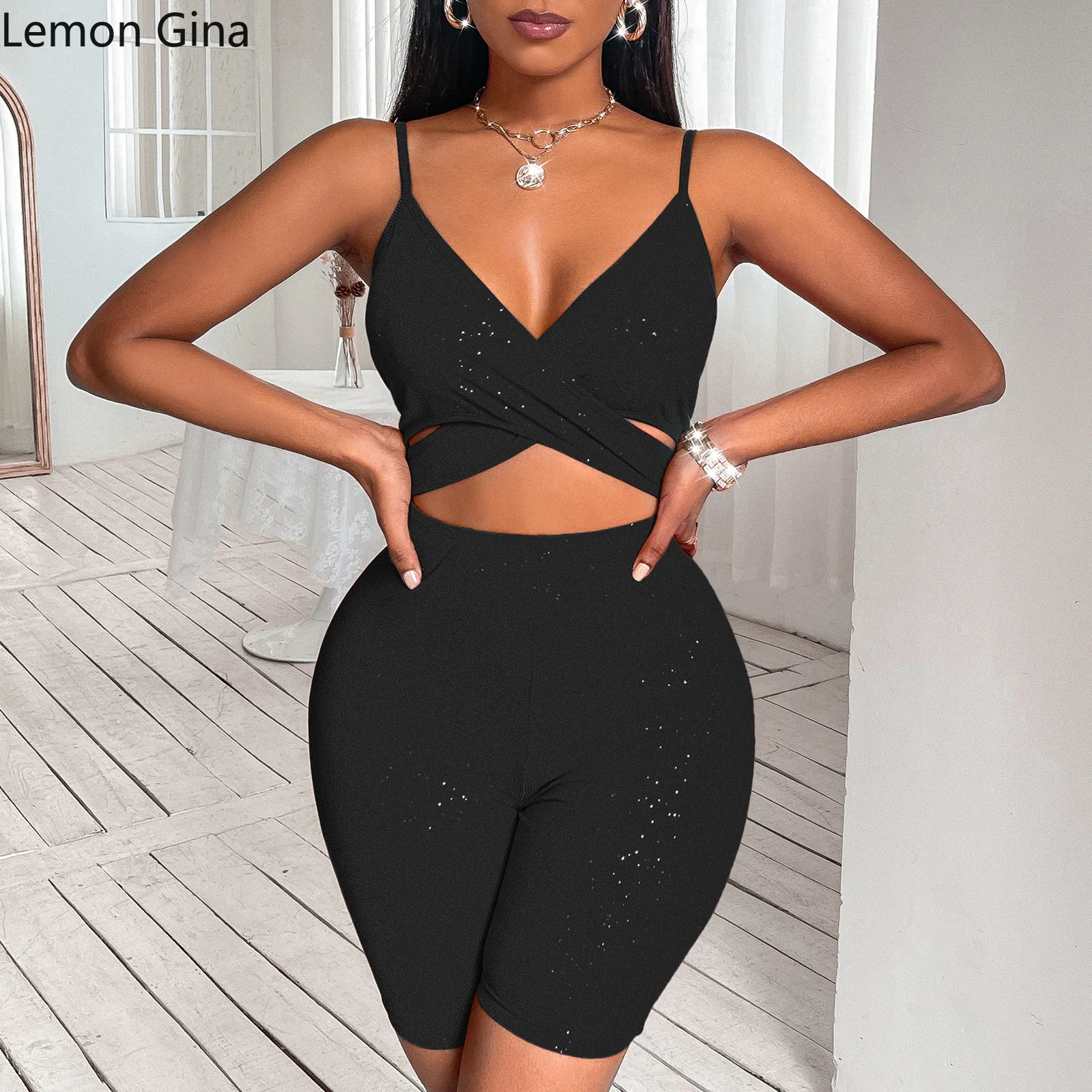 Лимон Гина Camisole Clubwear Playsuit женские Популярные стильные облегающие Комбинезоны