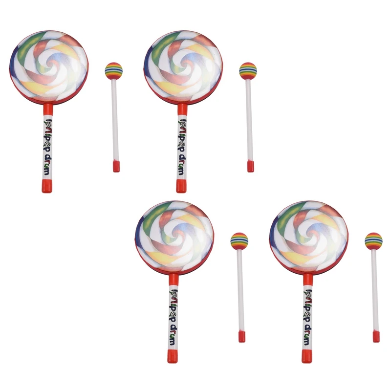 

4X Kids Percussion Lollipop Drum, 6Inch