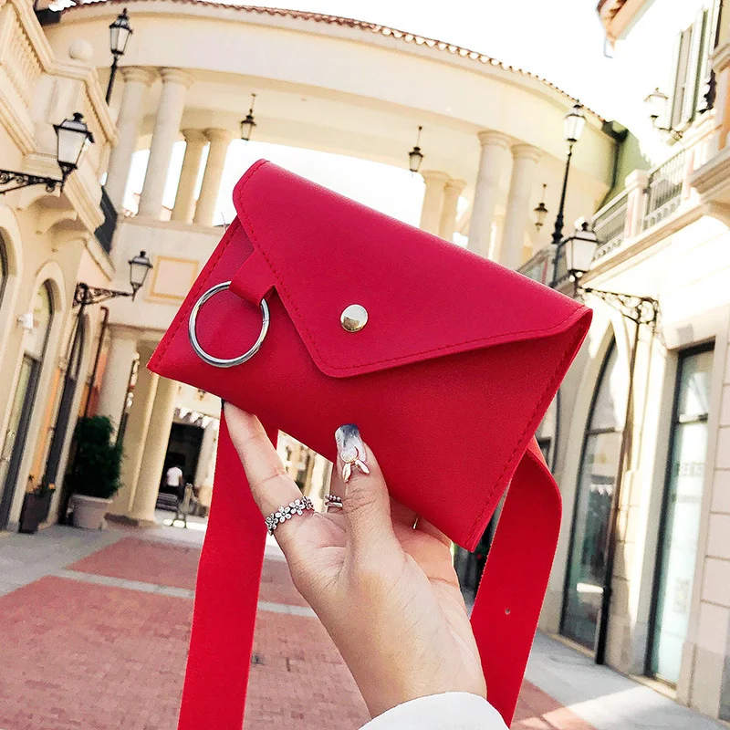 

2022 New Fashion Women's Shoulder Crossbody Bag Pure Color Ring PU Messenger Chest Fanny Pack Lady Belt Bag Leather Waist Bag