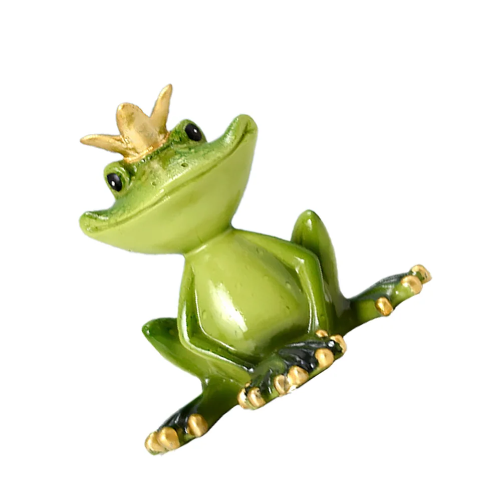 

Crown Frog Ornament Frogs Adorn Creative Scene Desktop Adornment Home Craft Decor