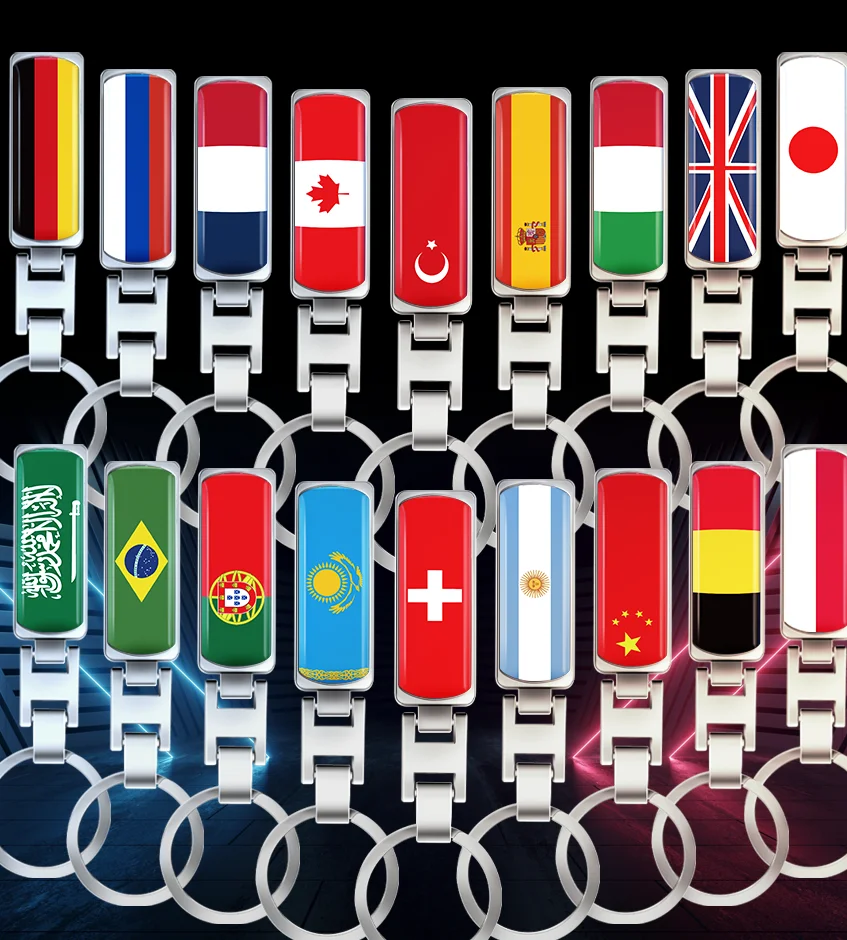 

3D Epoxy Keychain Keyring Sweden Spain Portugal Japan Canada Russia Netherlands National Flag Badges Car Motorcycle Key Chain