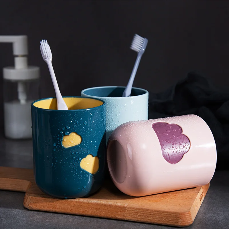 

Simple Cloud Pattern Toothbrush Cup Multi-color Creative Cute Couple Mouthwash Cup Plastic Bathroom Supplies Accessories