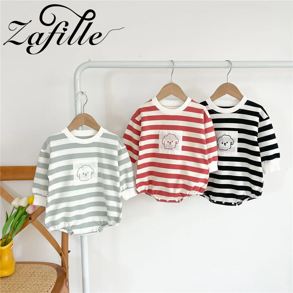 

ZAFILLE Spring Kids Girls Boys Clothing Striped Baby Bodysuit Sweet Sleepwear For Girls Children's Outfits Patchwork Baby Romper