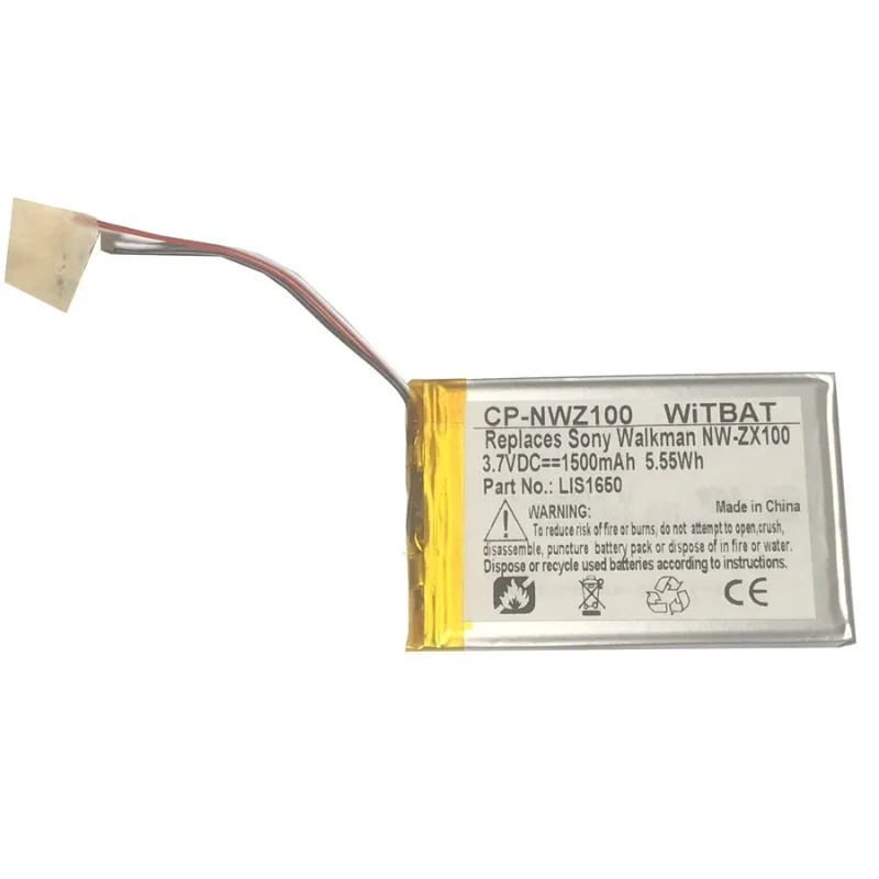 Фото Новейшая литий-ионная аккумуляторная батарея LIS1650 3.7V 5.55Wh 1500mAh для Sony CP-NWZ100 NW-ZX706 NW-ZX707, высококачественная батарея для Walkman №3