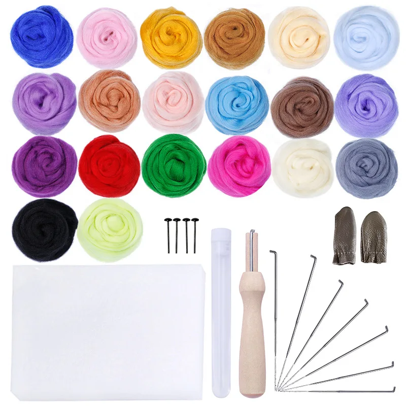 

20Colors 5g Set Needle Felting Kit Wool Roving Needle Felting Starter Kit Wool Felt Tools Fabric Materials Accessories