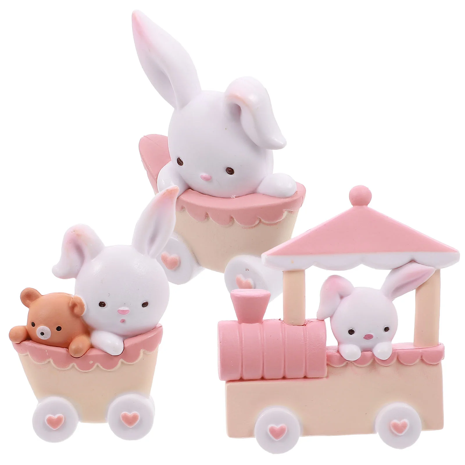 

Train Bunny Ornament Rabbit Cake Toppers Mini Toys Statuette Decor Supplies Wedding Centerpieces Tables