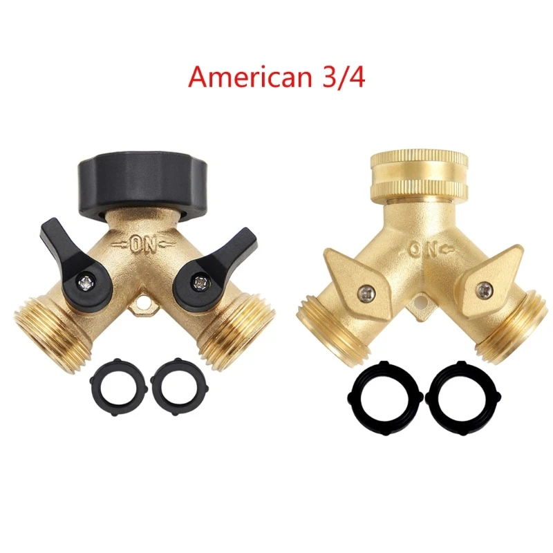 

Dual-Outlet Brass Faucet Irrigation Ball Valve Adapter Garden Tap Hose Splitter 2 Ways Faucet Adapter Fitting 3/4" US/EU