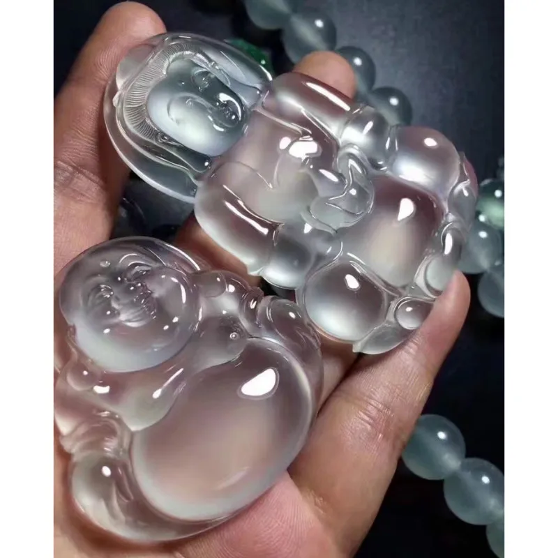 Натуральный полностью зеленый Подвеска Будды из нефрита и ледяного с