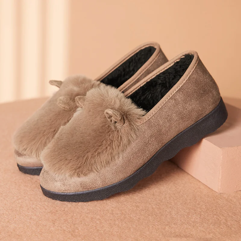 

New Women to Wear Outside Plush Year Autumn and Winter Warm Women's Plush Soft Bottom Pop-up Cotton Shoes Good Shoes