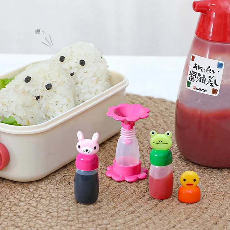 

3Pcs/Set Mini Seasoning Sauce Bottle Mini Containers Lovely Rabbit Frog Duck Bottles For Bento Lunch Box Kitchen Jar Accessories